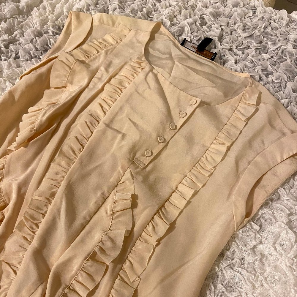 *BCBG* Pink Ruffle Button Dress